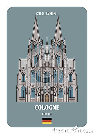 Cologne Cathedral in Cologne, Germany. Architectural symbols of European cities Vector Illustration