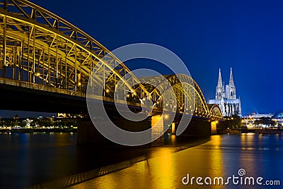 Cologne Cathedral and Hohenzollern Bridge Stock Photo