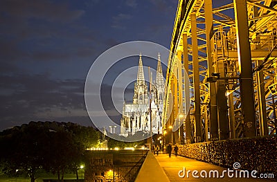 Cologne Cathedral at Night Stock Photo