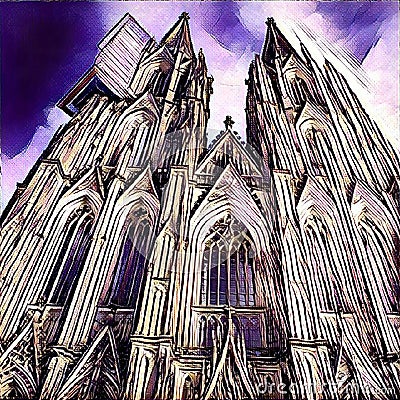 Cologne Cathedral Cartoon Illustration