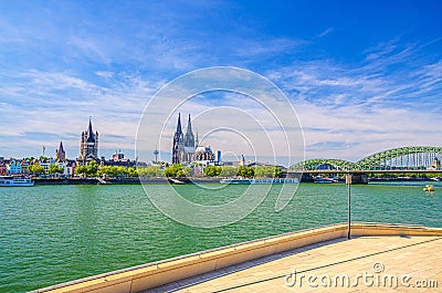 Cologne cityscape of historical city centre with Cologne Cathedral Stock Photo