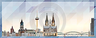 Cologne skyline vector colorful poster on beautiful triangular texture background Vector Illustration