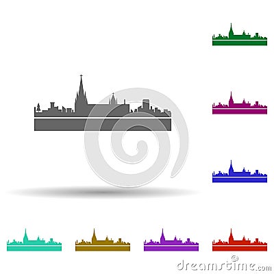 Cologne detailed skyline multi color icon. Simple glyph, flat vector of cities icons for ui and ux, website or mobile application Stock Photo