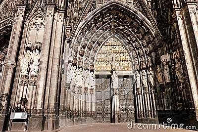 Cologne, Germany: The Famous Cathedral in Koln, Jewel of Gothic, Detail of Historiated Portal Stock Photo