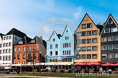 Cologne, Germany: Famous Fish Market Colorful Houses along the Rhein River Editorial Stock Photo