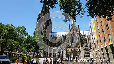 COLOGNE, GERMANY - MAY 31, 2018: tourists visiting Cologne Cathedral, Germany Editorial Stock Photo