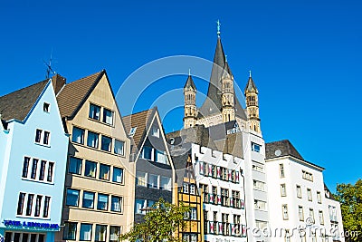 Old colorfull buildings on the Rhine river embankment Editorial Stock Photo