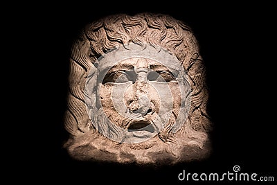 Cologne, Germany - Stone Carving of a Water God in the Roman-Germanic Museum in Cologne Stock Photo