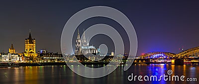 Cologne night Cityscape Stock Photo