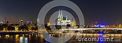 Cologne night skyline panorama Stock Photo