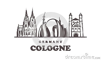 Cologne sketch skyline. Cologne, Germany hand drawn illustration Cartoon Illustration