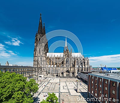 Cologne Skyline with Cathedral Dom Editorial Stock Photo