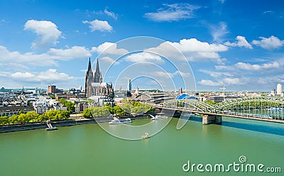 Cologne Skyline with Cathedral Dom Stock Photo