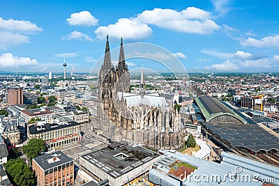 Cologne Skyline with Cathedral Dom Editorial Stock Photo