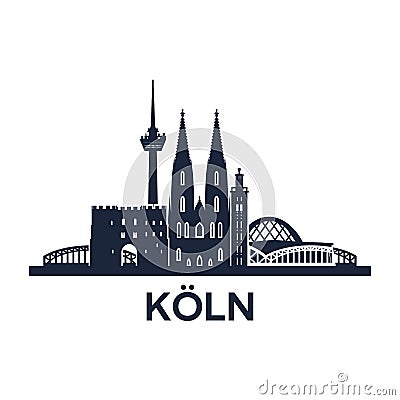 Cologne Skyline Emblem Vector Illustration