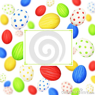 Cololrful Easter eggs and a card Stock Photo