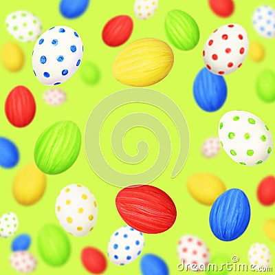 Cololrful Easter eggs on green background Stock Photo