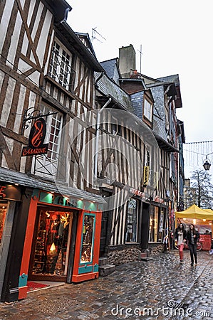 Colombage houses in Rennes, France Editorial Stock Photo