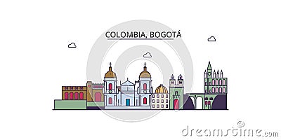 Colombia, Bogota tourism landmarks, vector city travel illustration Vector Illustration