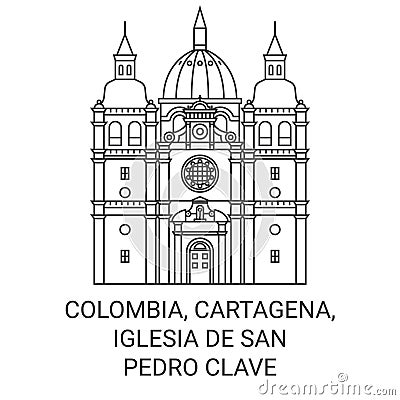 Colombia, Cartagena, Iglesia De San Pedro Clave travel landmark vector illustration Vector Illustration