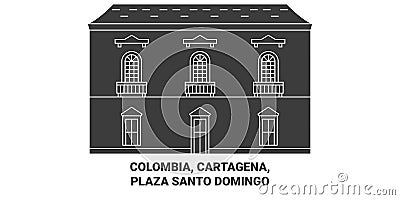 Colombia, Cartagena, Plaza Santo Domingo travel landmark vector illustration Vector Illustration