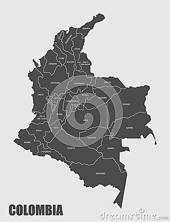 Colombia departments map Vector Illustration