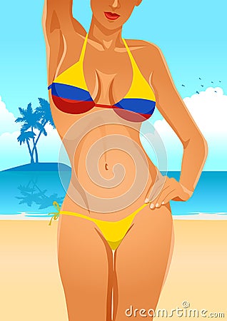 Colombia flag bikini Vector Illustration
