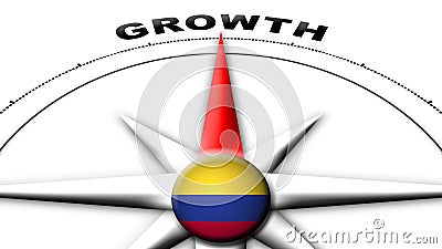 Colombia Globe Sphere Flag and Compass Concept Growth Titles â€“ 3D Illustrations Stock Photo