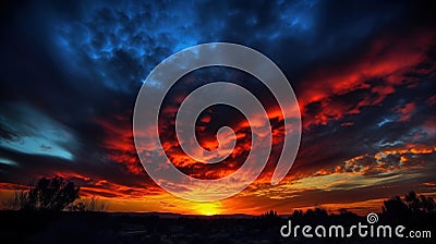 Colombia Independence Day, evening national colored sky background. AI generated. Stock Photo