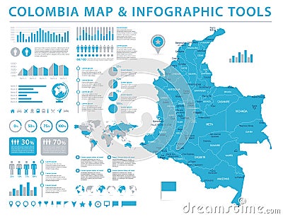 Colombia Map - Info Graphic Vector Illustration Stock Photo