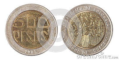 Colombia 500 Pesos Coin Stock Photo