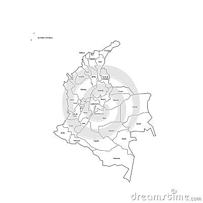 Colombia political map of administrative divisions Vector Illustration