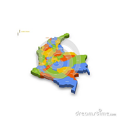 Colombia political map of administrative divisions Vector Illustration