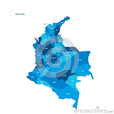 Colombia political map of administrative divisions Stock Photo