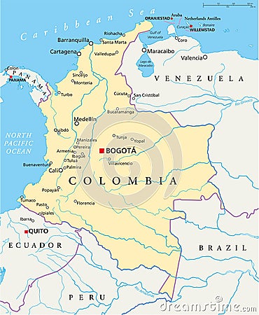 Colombia Political Map Vector Illustration