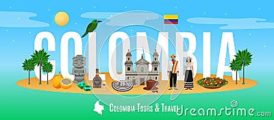 Colombia Tourism Concept Vector Illustration