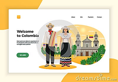 Colombia Tourism Page Design Vector Illustration