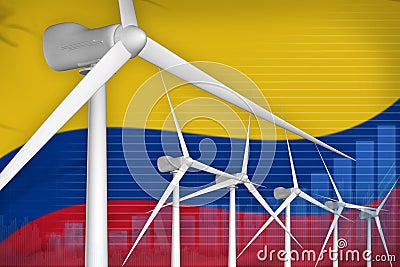 Colombia wind energy power digital graph concept - renewable natural energy industrial illustration. 3D Illustration Cartoon Illustration