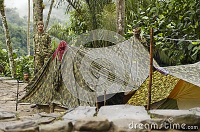 Colombian Army protects tourists from FARC Editorial Stock Photo