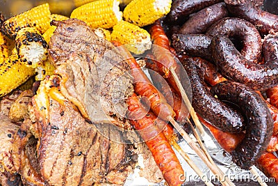 Colombian barbecue, typical food of Colombia- close-up image Stock Photo