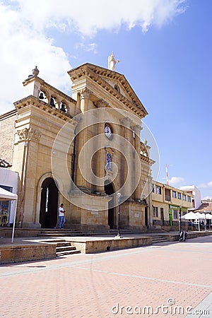 Colombian Church in villa de leyva. Colonial style Editorial Stock Photo