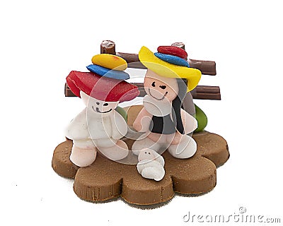 Colombian handmade nativity scene figurines Stock Photo