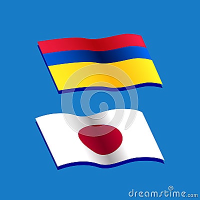 Colombian and japan waving nation flag Vector Illustration