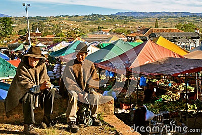 Colombian farmers in traditional costume Editorial Stock Photo