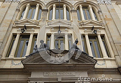 colombian police museum neoclassical architecture style front Editorial Stock Photo