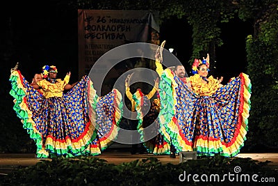 Colombian traditional dance group Editorial Stock Photo