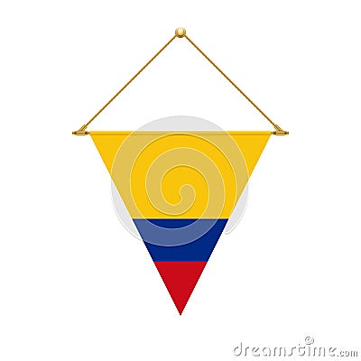 Colombian triangle flag hanging, vector illustration Vector Illustration