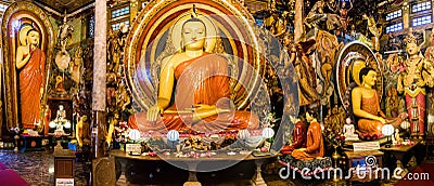 COLOMBO, SRI LANKA - JULY 26, 2016: Interior of Gangaramaya Buddhist Temple in Colombo, Sri Lan Editorial Stock Photo