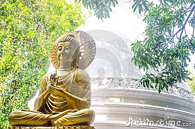 Colombo/Srilanka December 27th: Buddha statue in Gangaramaya Temple in Colombo, Srilanka Stock Photo