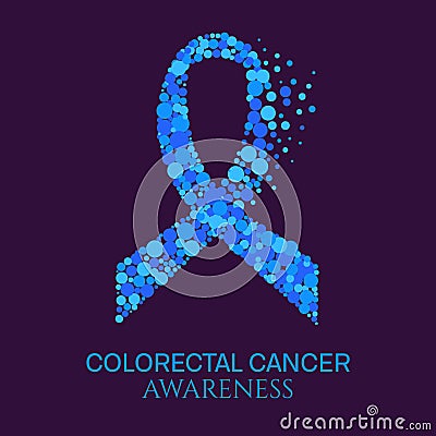 Colon cancer ribbon poster. Cartoon Illustration